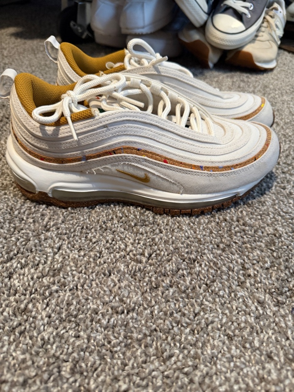 Nike Beige and Gold Air Max 97 Sneakers